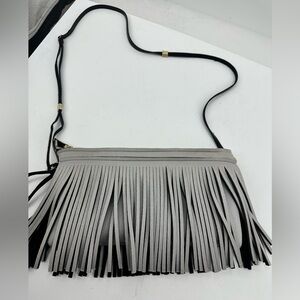 Save My Bag Neoprene Fringe Crossbody Bag Clutch Grey Made in Italy